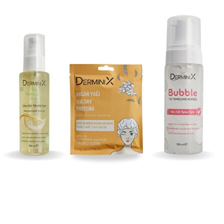 Derminix Yüz Temizleme Yağı/ Saç Maskesi/Yüz Temizleme Köpüğü