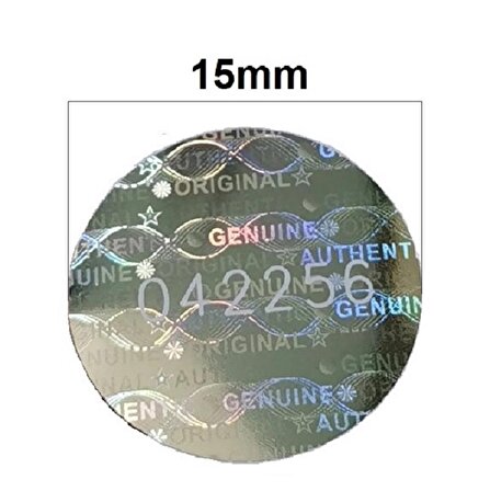 Yate10 15mm Çaplı Hologramlı Garanti Etiketi Seri Numaralı 100 Adet