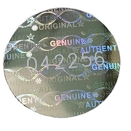 Yate10 2 Cm Daire Hologramlı Garanti Etiketi Seri Numaralı  49 Adet