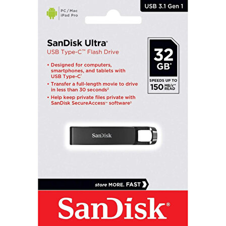 SanDisk Ultra 32GB USB 3.1 150MB/s Type-C Flash Bellek SDCZ460-032G-G46