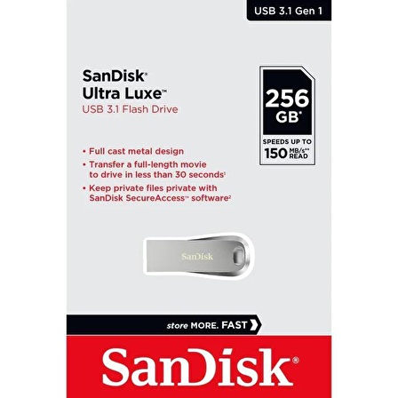 Sandisk Ultra Luxe SDCZ74-256G-G46 256 GB Usb Type A Flash Bellek