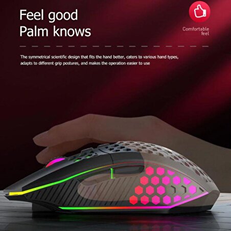 Kablosuz Oyuncu Mouse Rgb LED 2.4G 8 Buton 1600DPİ Şarj Edilebilir