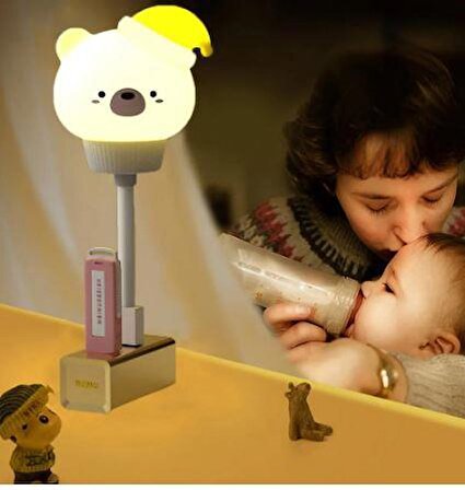 Bebek Çocuk Gece Lambası USB Şarjlı LED/Sarı Ayıcık