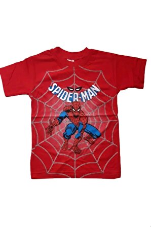 Spiderman Baskılı Erkek Çocuk Tişört Kırmızı