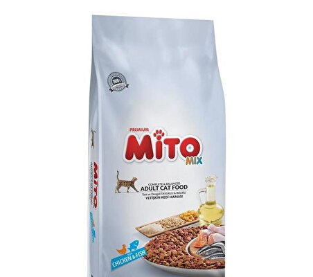 Mito Mix Adult Cat Tavuklu ve Balıklı Renkli Taneli Yetişkin Kedi Maması 1 KG AÇIK MAMA