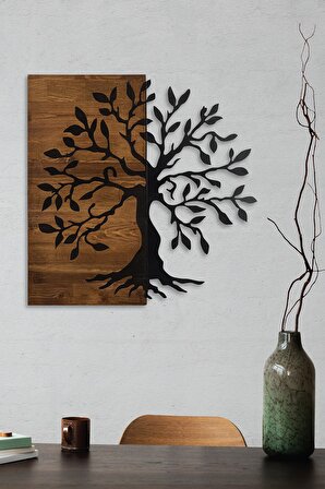 DoreArt Tree Ahşap & Metal Duvar Tablosu, Ev Ofis Duvar Panosu