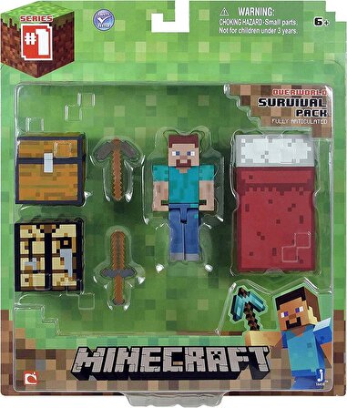 Orijinal Mojang Minecraft Series 1 Steve Survival Pack Yaşam Seti Hayatta Kalma Figür Paketi Oyuncak