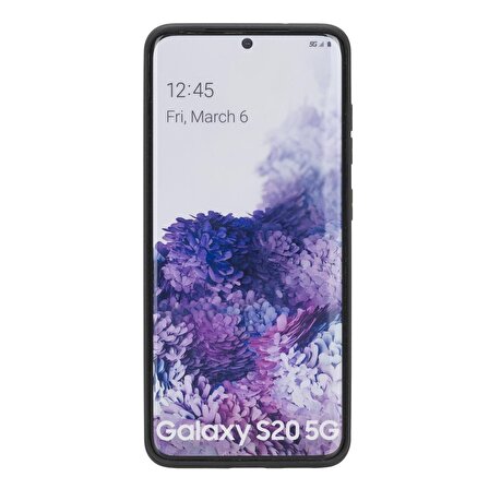 Samsung Galaxy S20 Capri Siyah Kartlıklı Deri Telefon Kılıfı