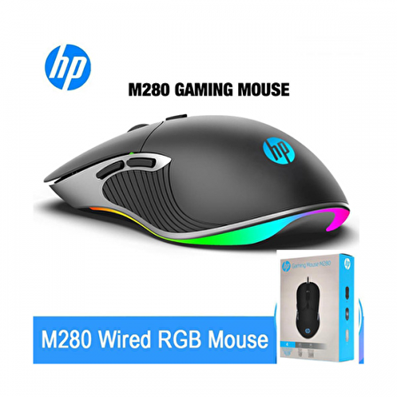 HP M280 Gaming RGB Ledli,Optical Oyuncu Mouse, 6400DPI Usb Siyah