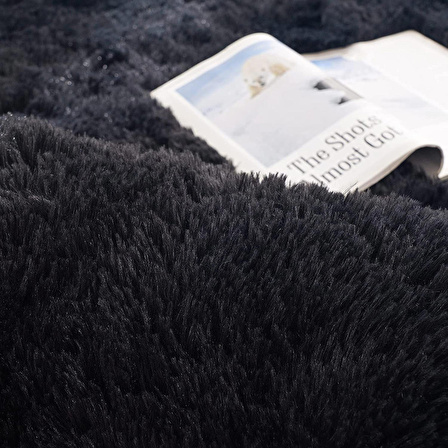 Tüy Dökmez Tavşan Tüyü Post Halı Siyah