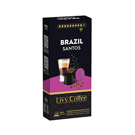 Livy Coffee®  Nespresso Uyumlu Kapsül Kahve Brezilya Santos 10 Kapsül