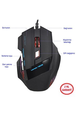 Azemax M6 Rgb Makro Pro Gaming Mouse 3200DPİ 6 Düğmeli Oyuncu Mouse