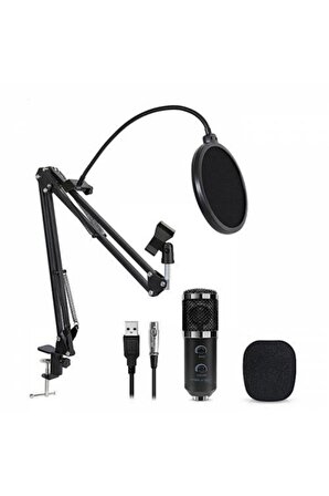 Azemax M800U Profesyonel Stüdyo Youtuber Mikrofon Set Stand Usb Aux