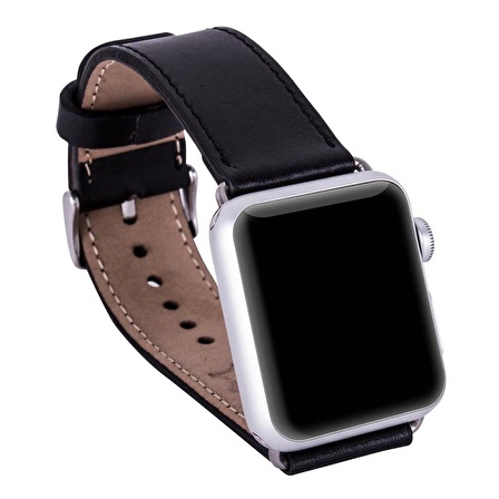 Barchello Apple Watch 38mm Deri Kordon Kayış -Siyah