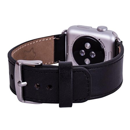 Barchello Apple Watch 38mm Deri Kordon Kayış -Siyah