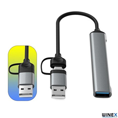 Winex 4in1 UsbA ve Type-C To UsbA 3.01 Çoklayıcı Hub Adaptör