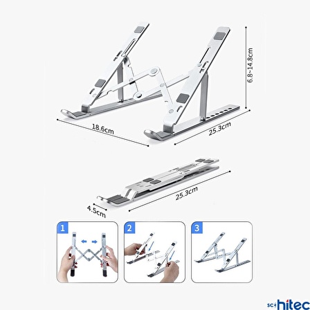 ScHitec 3369 Alüminyum Ayarlı Laptop Macbook Matebook Notebook Yükseltici Stand