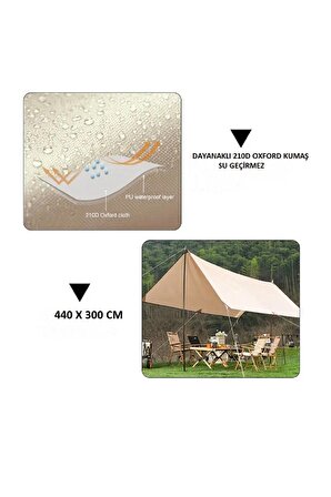 Portatif Güneşlik Tente  Su Geçirmez Plaj Şemsiyesi Bahçe Teras Çardak 440x300