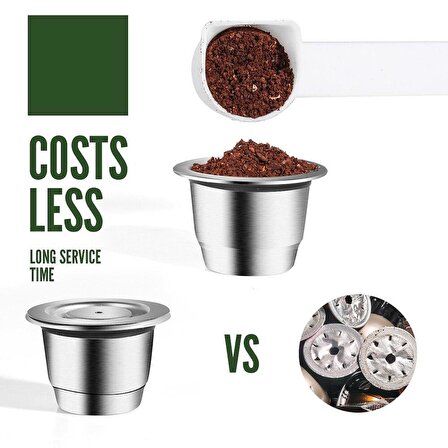 Nespresso Düz Paslanmaz Çelik Tekrar Doldurulabilir Kahve Kapsülü 