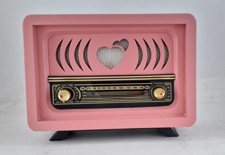 Nostaljik Radyo Pembe Renk USB ve Bluetooth'lu K02