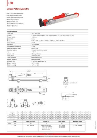 Opkon LPH Lineer Potansiyometre 200 mm