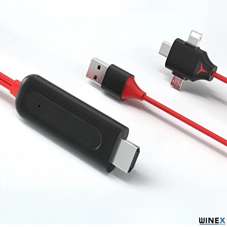 Winex L7 3in1 Lightning/Type-C/Micro to 4K Ultra HDMI Kablo