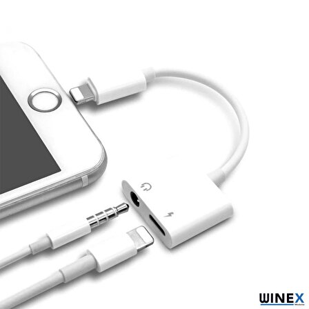 Winex 2in1 Lightning to 3.5mm+Lightning Şarj Adaptör Dönüştürücü