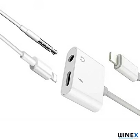 Winex 2in1 Lightning to 3.5mm+Lightning Şarj Adaptör Dönüştürücü