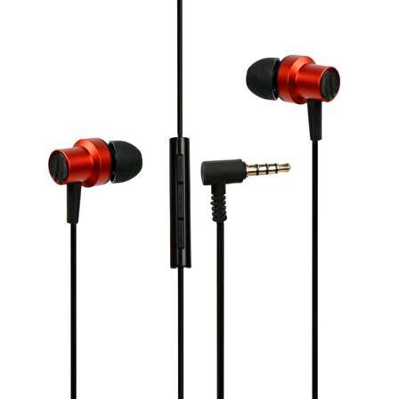 Winex Mıknatıslı Metal Mikrofonlu Kablolu Kulakiçi Kulaklık Kırmızı