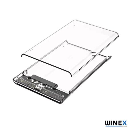 Winex 2.5İnç Type-C Sata USB3.0 HDD External Harddisk Kutusu Şeffaf