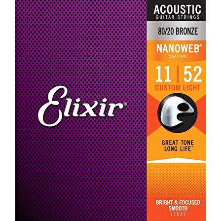 Elixir 11027 Bronze 80/20 Akustik Gitar Teli 11-52