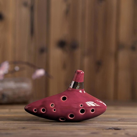 Valkyrie Ocarina 12 Delik Ocarina Seramik Alto C Ocarina Flüt Mavi Ocarina Sualtı Müzik Nefesli Enstrüman Kırmızı