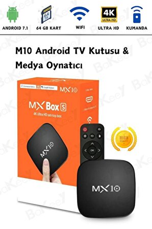 MX10 8GB 4K Android TV Box Medya Oynatıcı Android 7.1 Tv Box Tv Stick Medya Oynatıcı Smart Tv Wifi