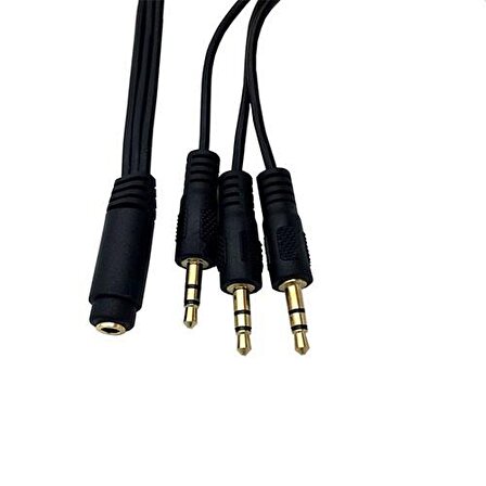 ses sistemi kablosu 3 erkek 1 dişi 3,5mm stereo kablo
