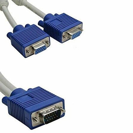 VGA 2li çoklayıcı Y splitter kablo 1erkek to 2 dişi vga kablo