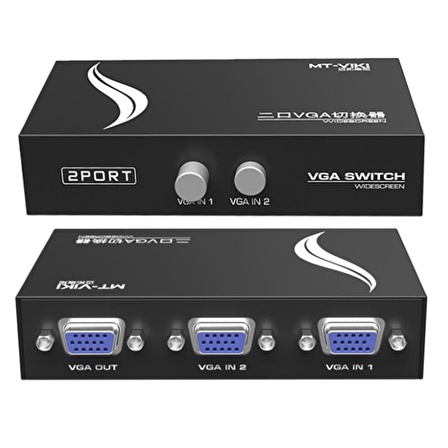 VGA 2 port anahtarlı switch 2 kasa 1 mönitör