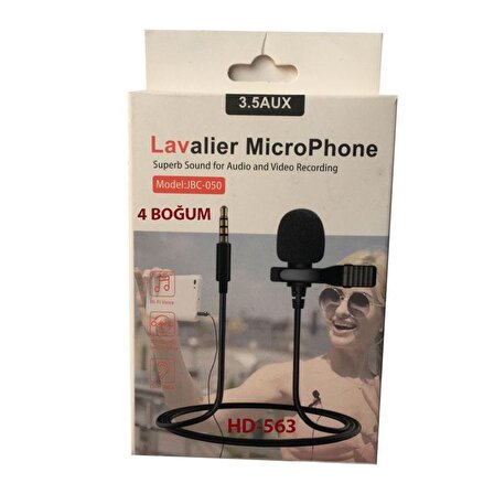 Yaka Mikrofonu 4 boğum 3.5mm stereo yaka mikrofonu 1,5m