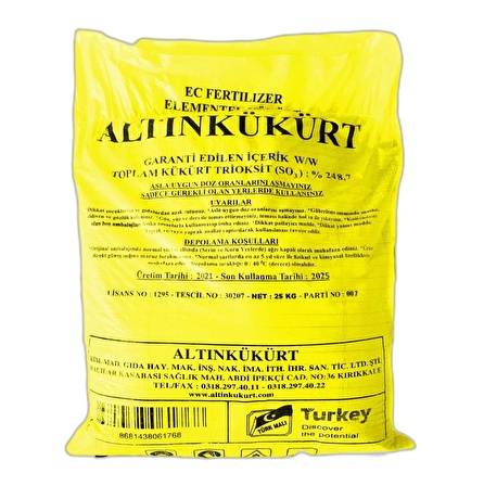 Elementel Toz Kükürt (25 KG) Altın Kükürt