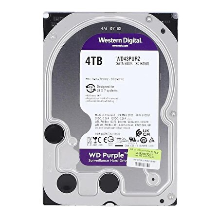 Western Digital WD Purple WD43PURZ Sata 3.0 5400 RPM 3.5 inç 4 TB Harddisk