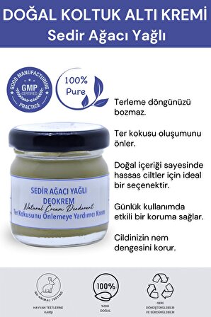Sedir Ağacı Yağlı Krem Deodorant 40 ml. %100 Doğal