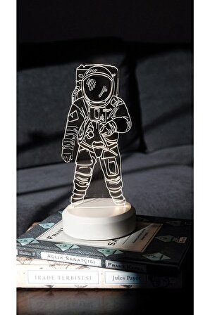 Astronot Pilli Gece Lambası Uzay Temalı Doğum Günü Hediyesi Masa Lambası