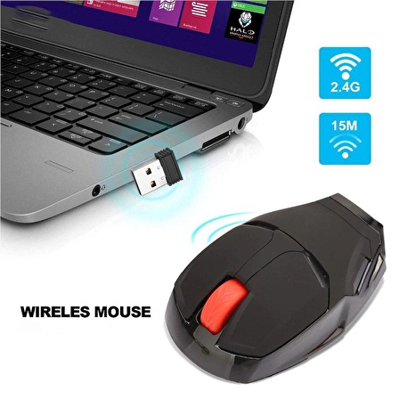 DailyTech 2.4 Ghz Iron Man Tasarımlı Kablosuz Sessiz Kırmızı Işıklı Mouse