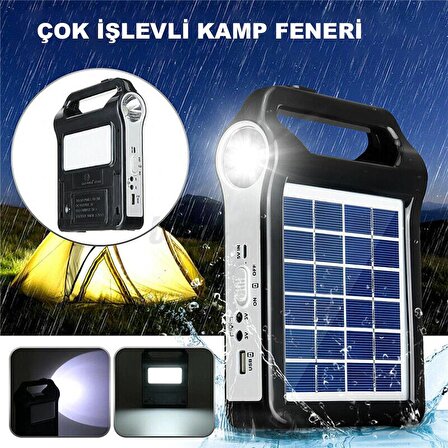 DailyTech Taşınabilir USB Şarjlı Solar Güneş Enerjili Kamp Feneri Powerbank