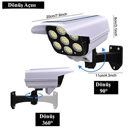 DailyTech Sensörlü Solar 77 LED Hırsız Caydırıcı Sahte Kamera Lamba