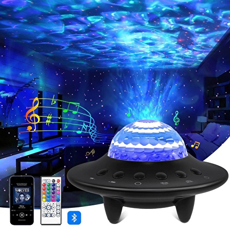 DailyTech Starry Galaxy Projektör Hoparlör Bluetooth UFO Gece Lambası