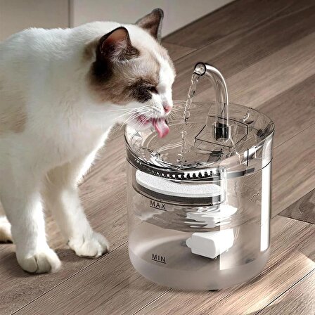 DailyLink Kedi Köpek Için Sessiz Şeffaf Otomatik Su Pınarı Su Çeşmesi Su Sebili