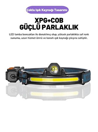 DailyTech Sensörlü LED COB USB Şarlı Kafa Lambası Feneri