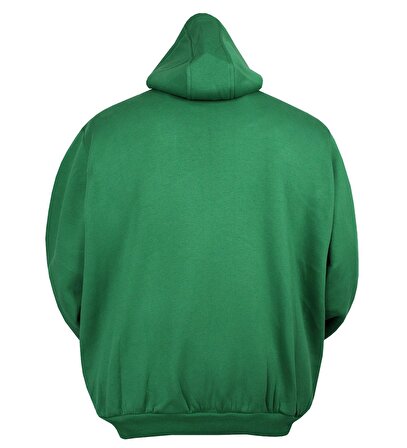 Erkek Büyük Beden Kapşonlu Sweatshirt 3 İplik Yeşil
