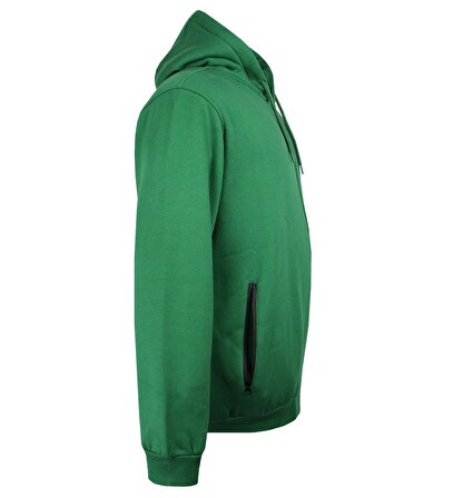 Erkek Büyük Beden Kapşonlu Sweatshirt 3 İplik Yeşil