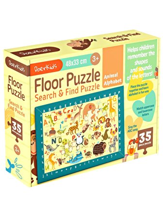 İngilizce Hayvanlar Ara-Bul Yer Puzzle | 35 Parça 3+Yaş